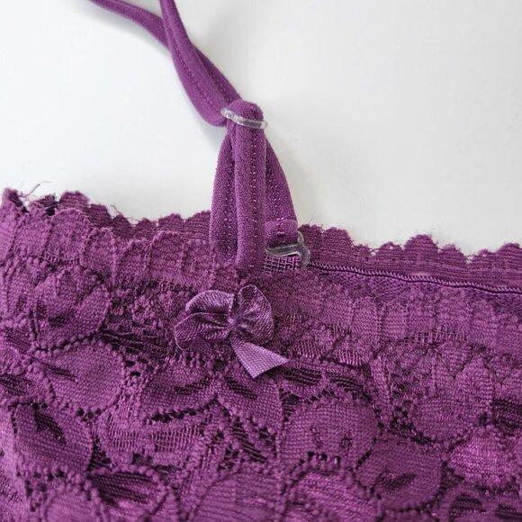 Sexy Purple Bralette Crop Top Lace Bandeau Adjustable Straps Removable Pad - NEW - Picture 6 of 12